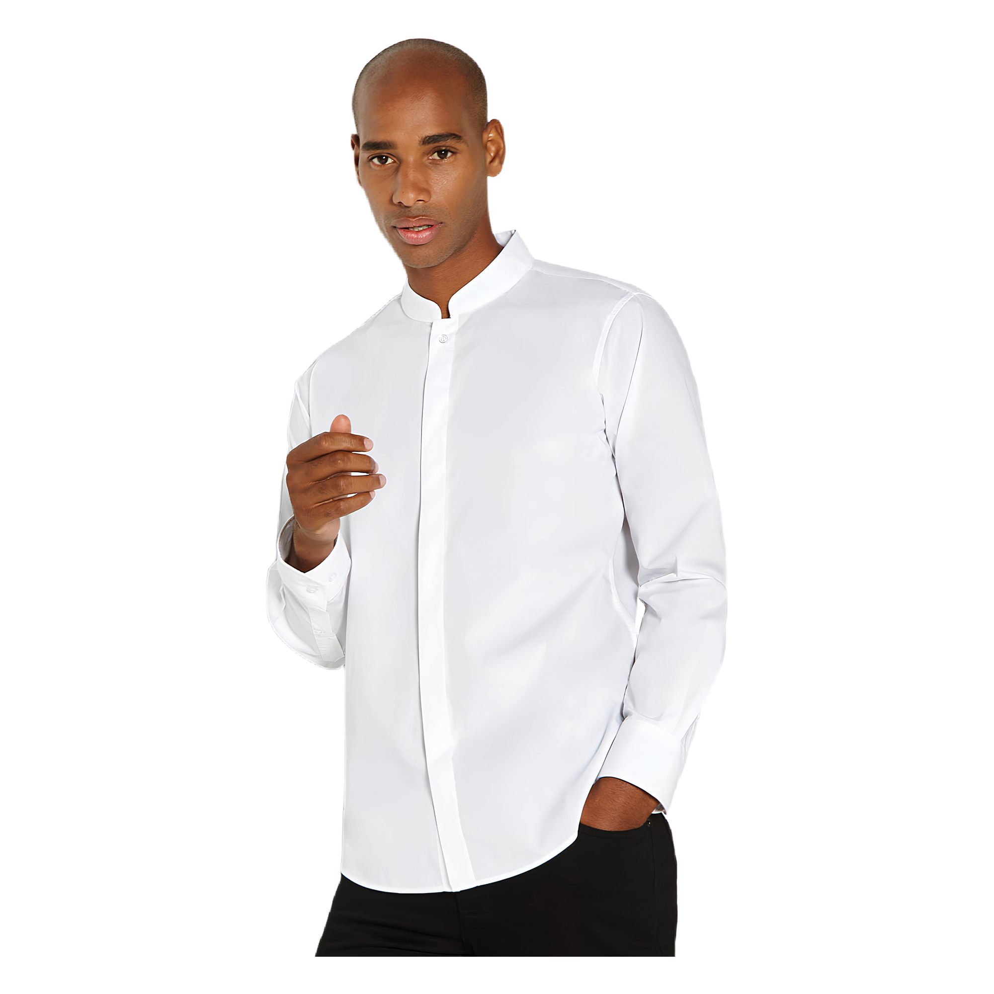 Mandarin collar shirt long-sleeved (tailored fit)